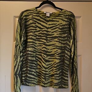 Green Zebra Print Long Sleeve Top